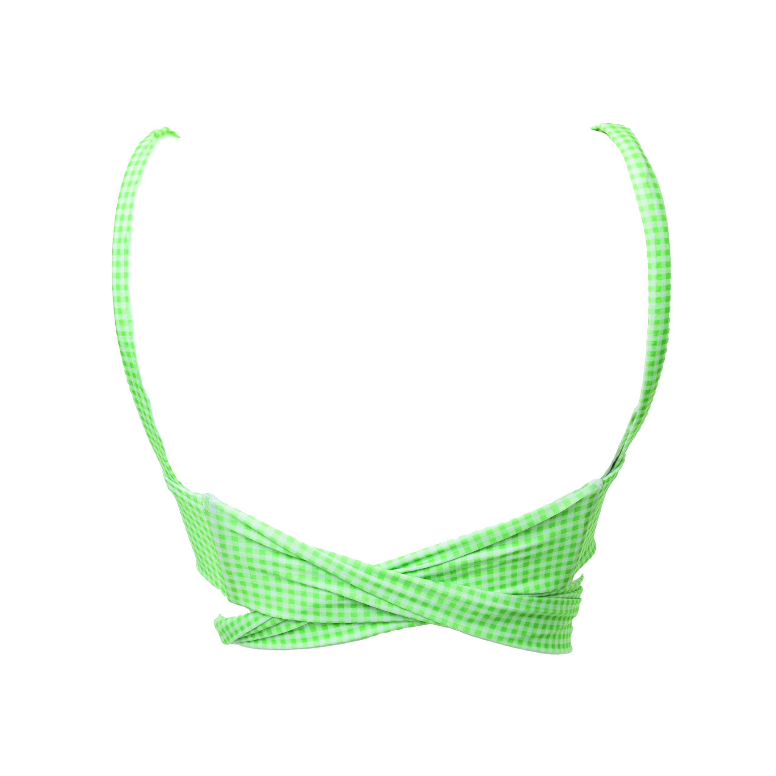 Beau Bikini Top, Green Gingham - Image 3