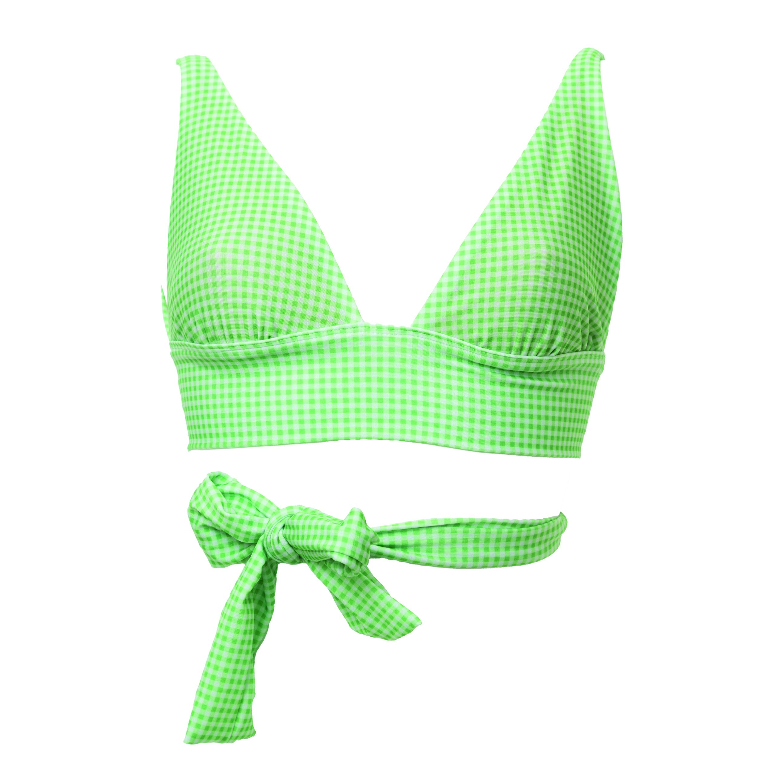 Beau Bikini Top, Green Gingham - Image 2