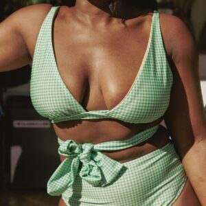 Beau Bikini Top, Green Gingham